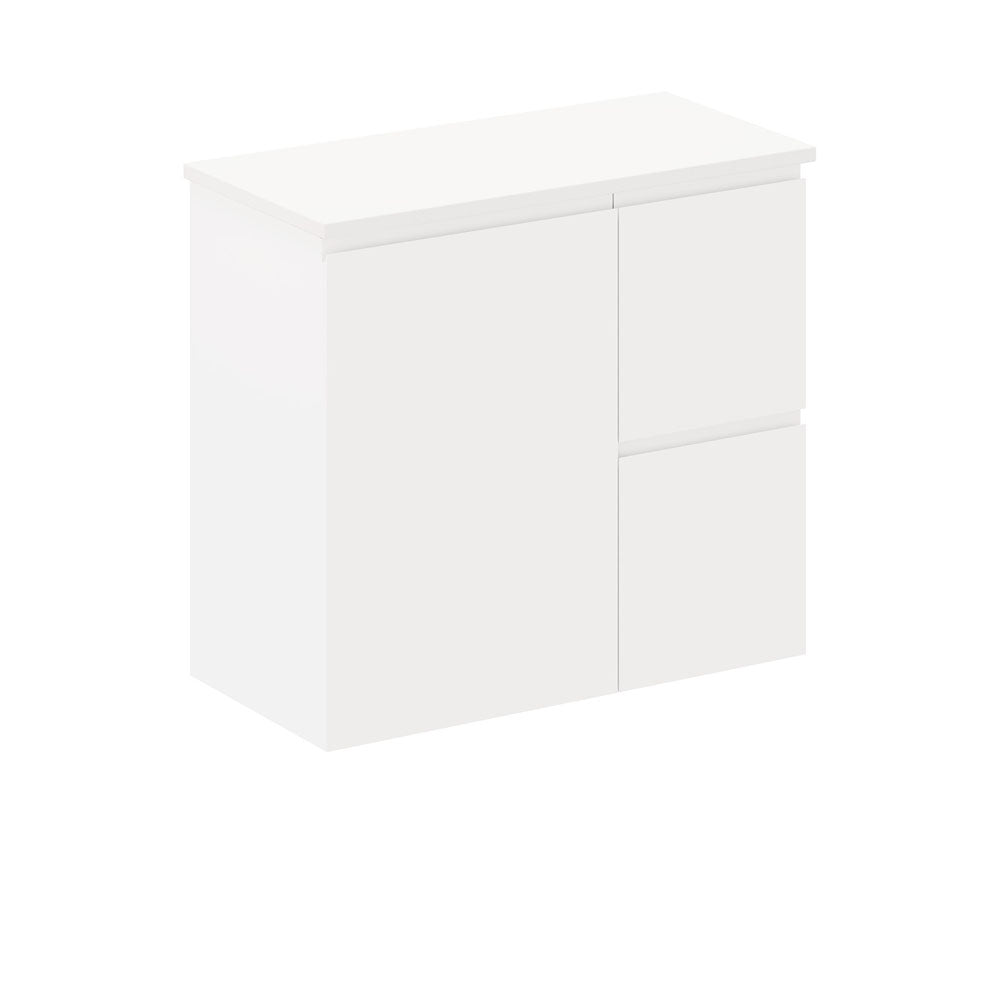 Siska 750mm Ensuite Depth Wall Hung Cabinet, Right Drawers
