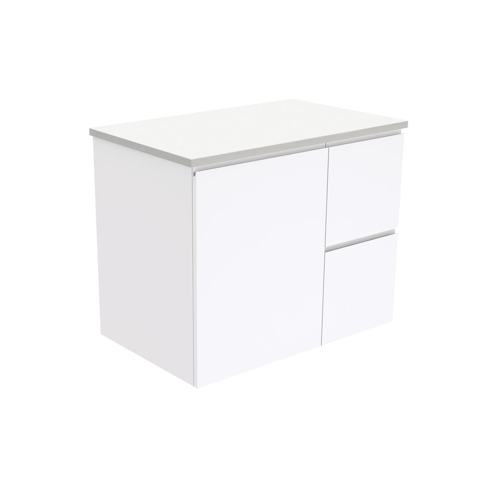 Fingerpull Gloss White 750 Wall-Hung Cabinet, Right Hand Drawers
