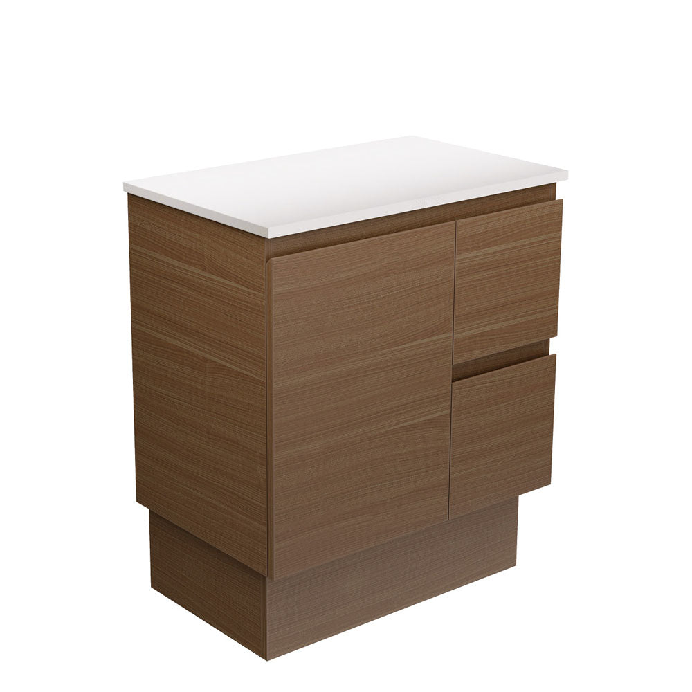 Edge Walnut 750 Cabinet on Kickboard, Right Hand Drawers