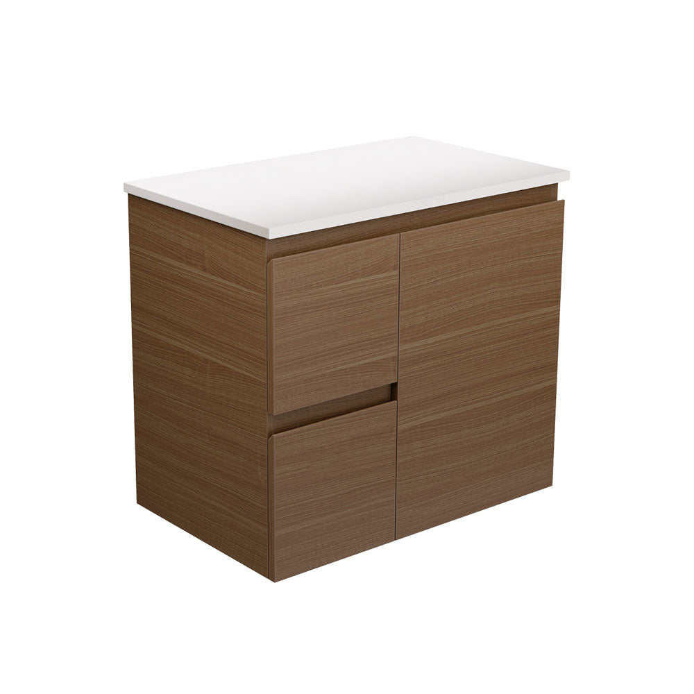 Edge Walnut 750 Wall-Hung Cabinet, Left Hand Drawers