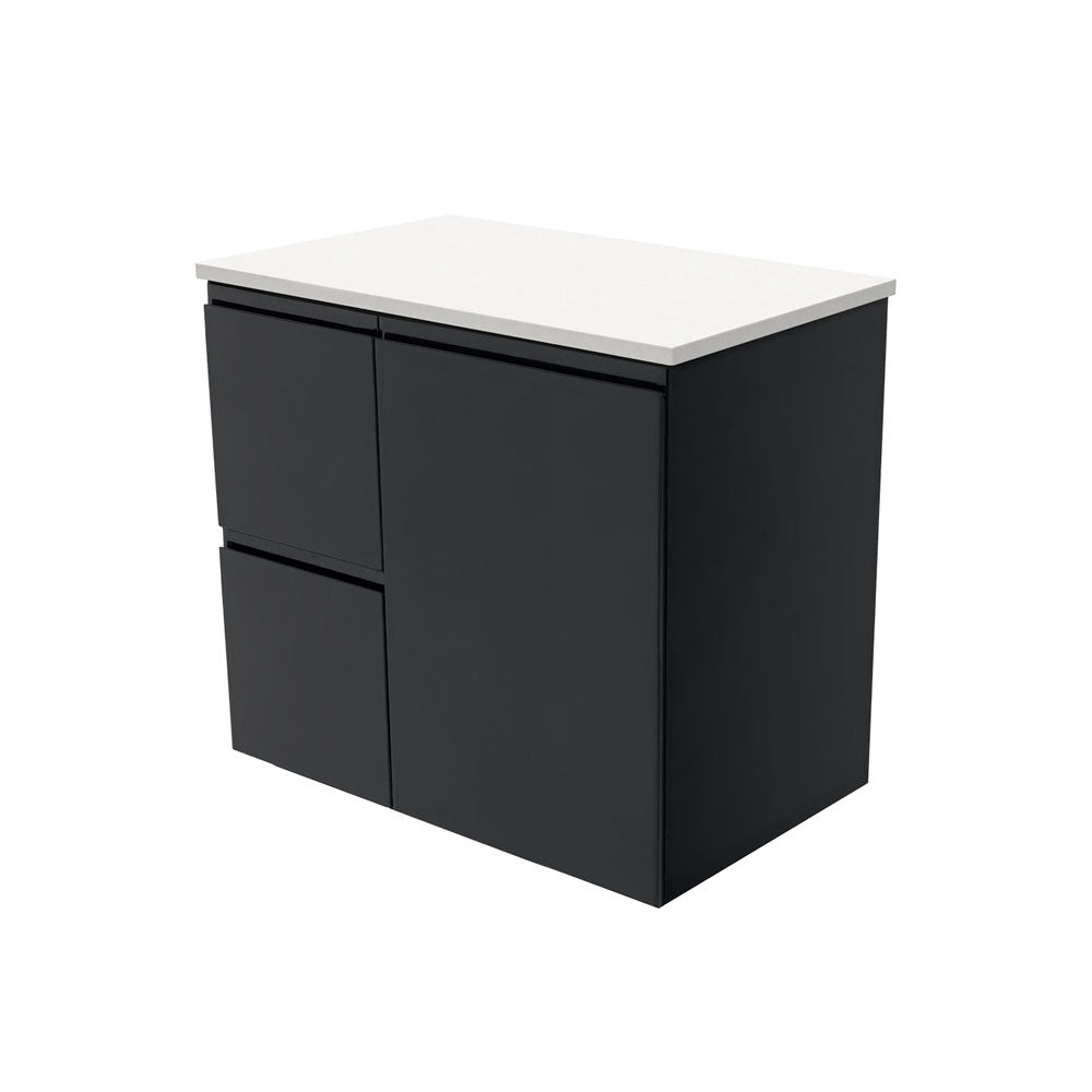 Fingerpull Satin Black 750 Wall-Hung Cabinet, Left Hand Drawers