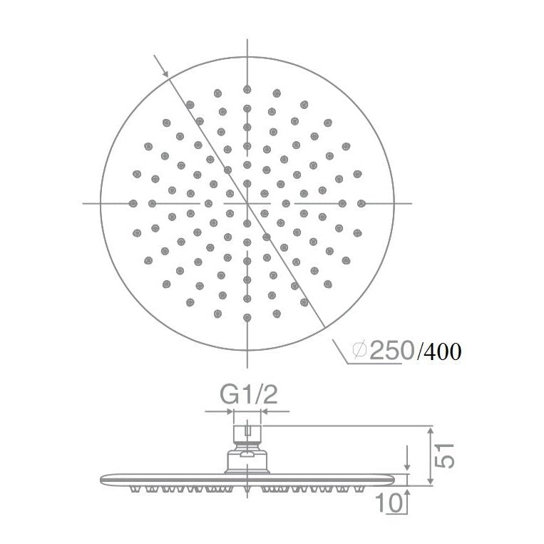 DOCCIA 250 Round Shower Head - Blue Bathware 