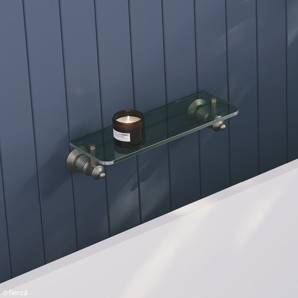 Lillian Glass Shelf, Brushed Nickel