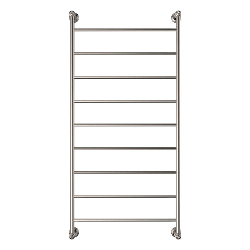 Lillian Heated Towel Rail, 600 x 1200mm, Brushed Nickel