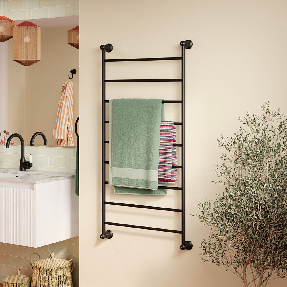Lillian Heated Towel Rail, 600 x 1200mm, Matte Black