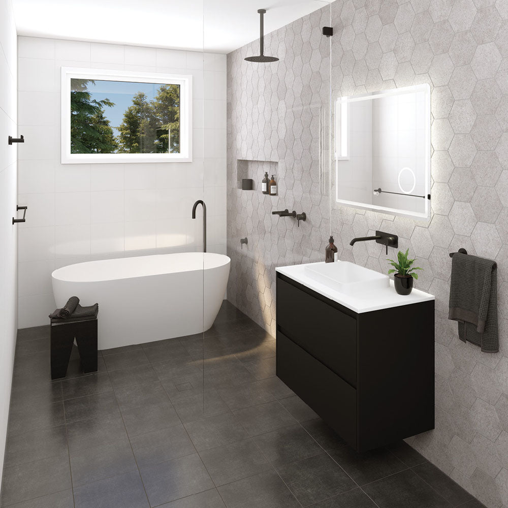 Kaya Single Towel Rail, 900mm, Matte Black