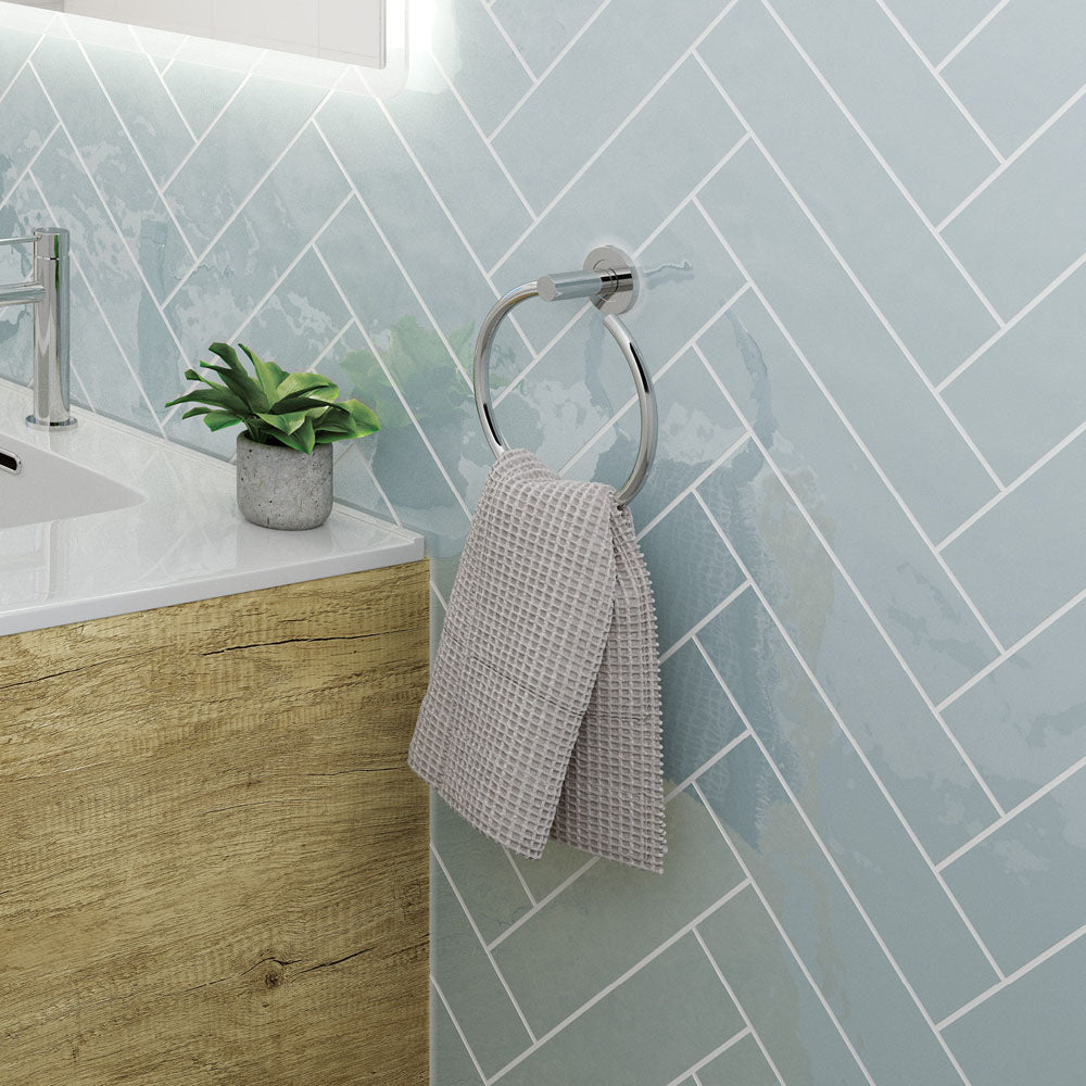 Kaya Hand Towel Ring, Chrome