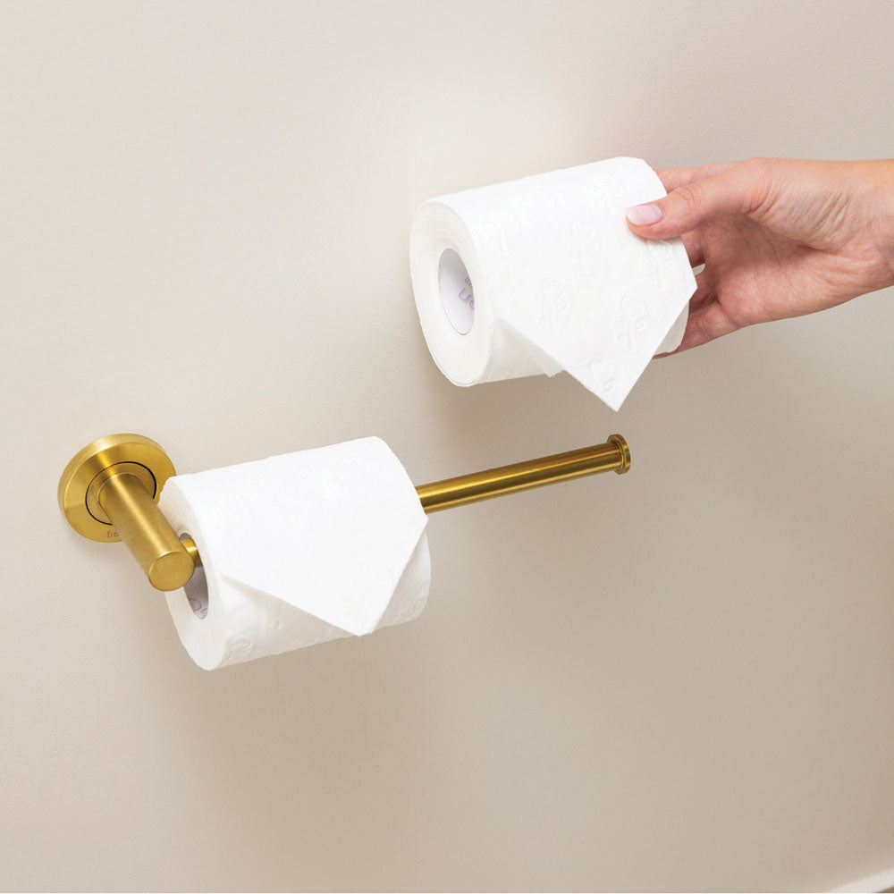 Kaya Hand Towel Rail / Toilet Roll Holder, Urban Brass