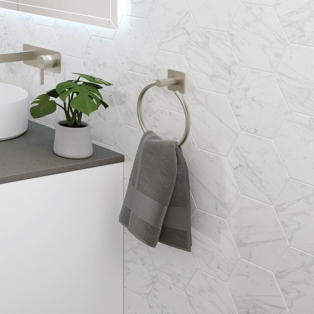 Sansa Hand Towel Ring, Brushed Nickel