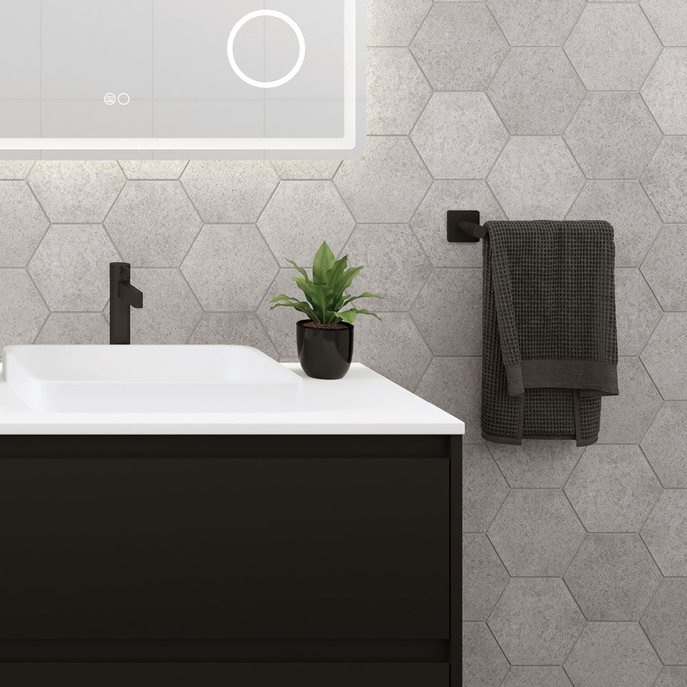 Sansa Hand Towel Rail / Toilet Roll Holder, Matte Black