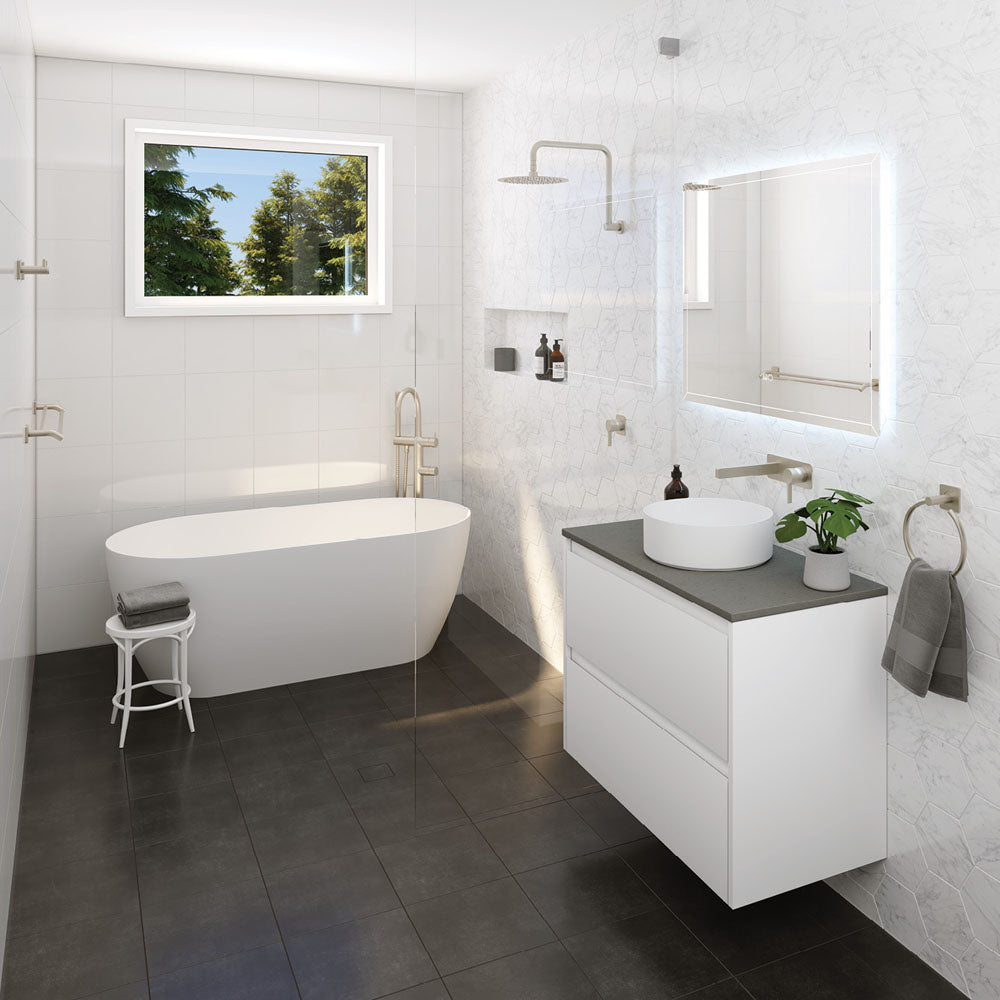 Sansa Double Towel Rail, 900mm, Brushed Nickel