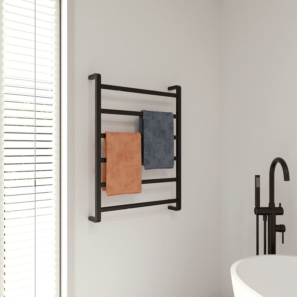 Tono Heated Towel Rail, 600 x 800mm, Matte Black
