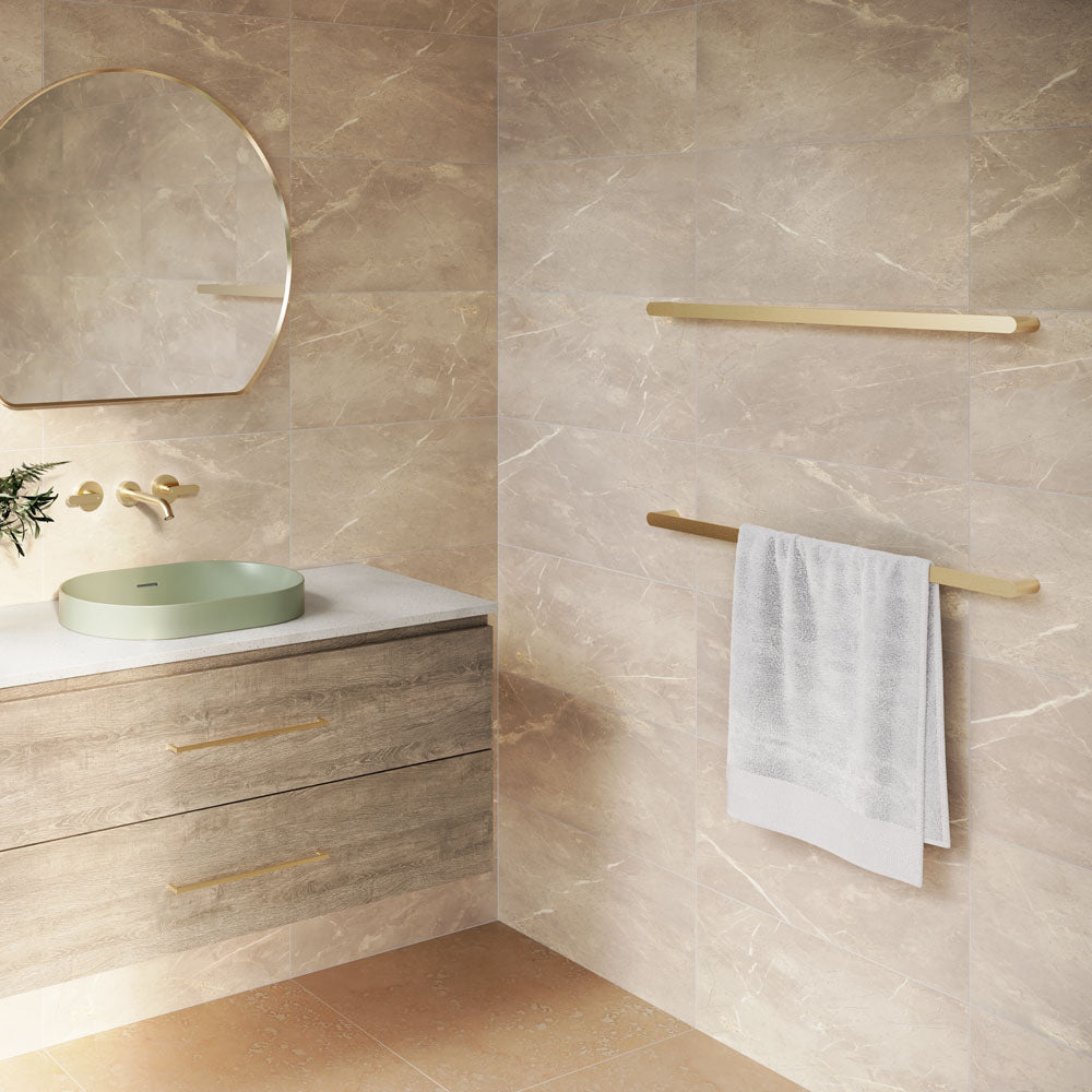 Empire Slim Single Towel Rail, 800mm, Urban Brass