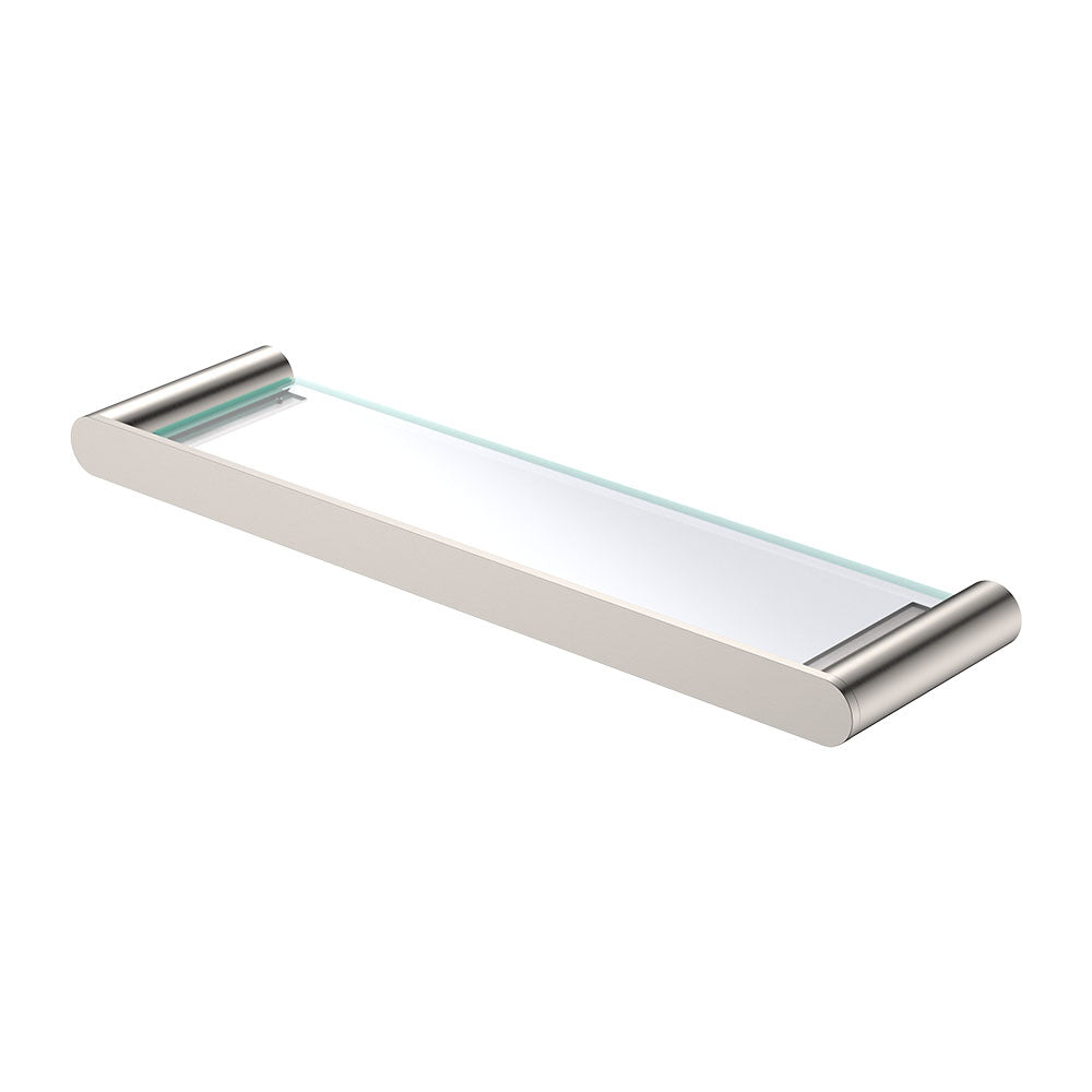 Empire Slim Glass Shelf, Brushed Nickel