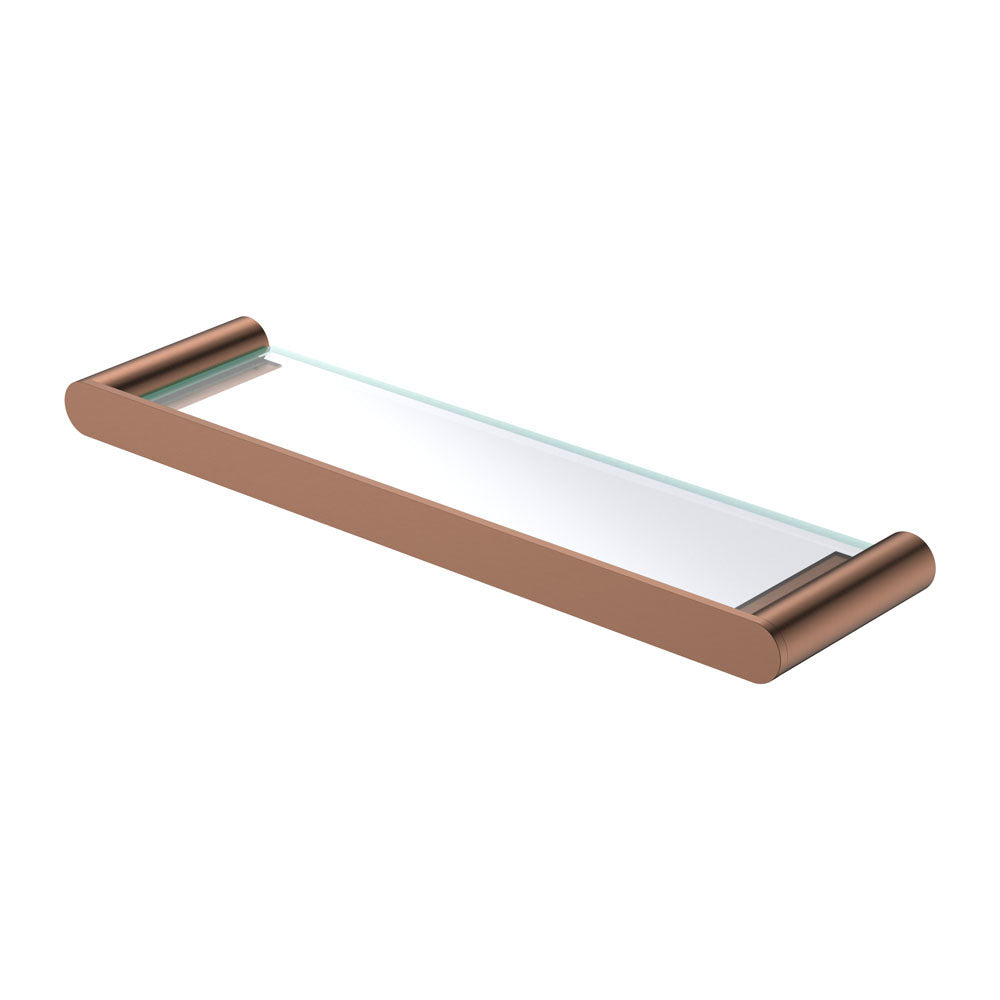 Empire Slim Glass Shelf, Brushed Copper