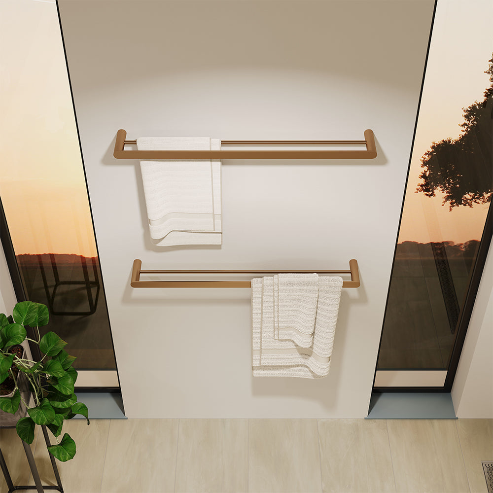 Empire Slim Double Towel Rail, 800mm, Brushed Copper