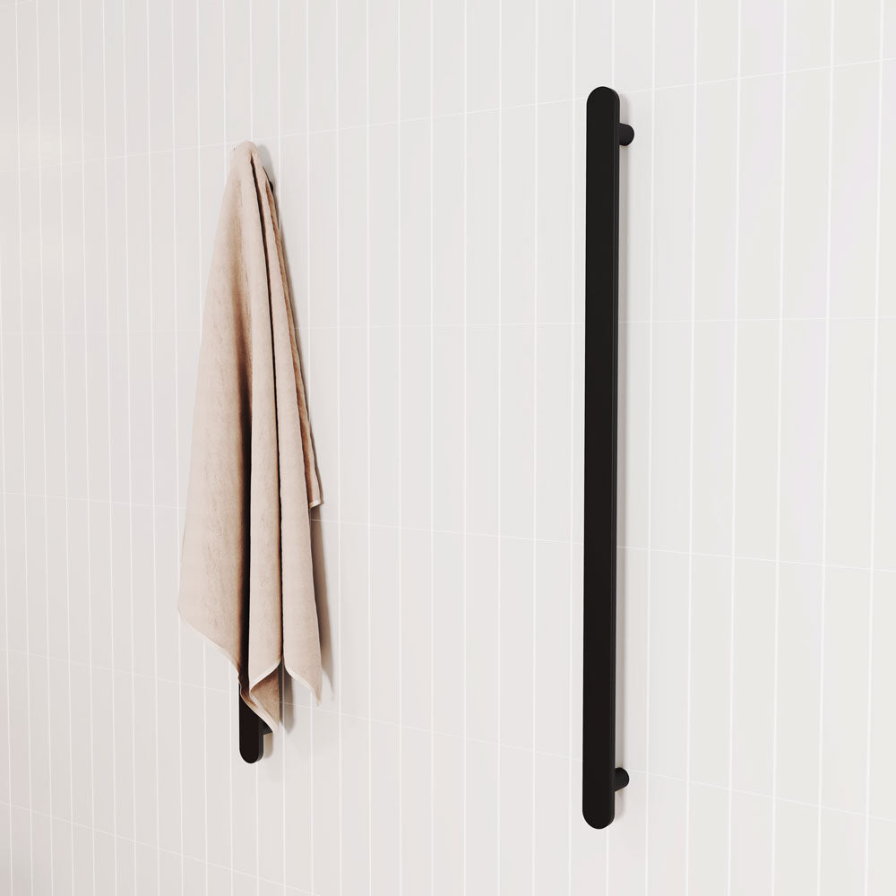 Empire Slim Vertical Heated Towel Rail, 60 x 900mm, Matte Black