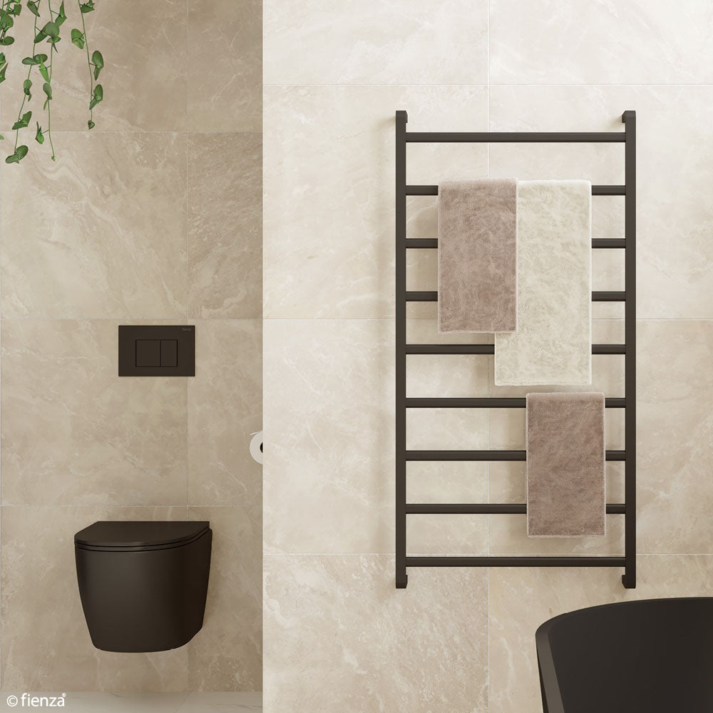 Koko Heated Towel Rail, 600 x 1200mm, Matte Black