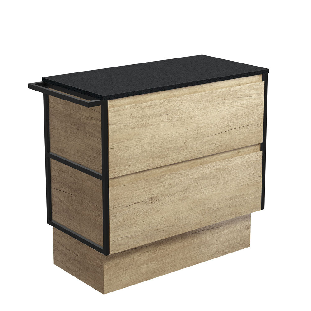 Amato Scandi Oak 900 Cabinet on Kickboard, 1 Frame &amp; 1 Towel Rail