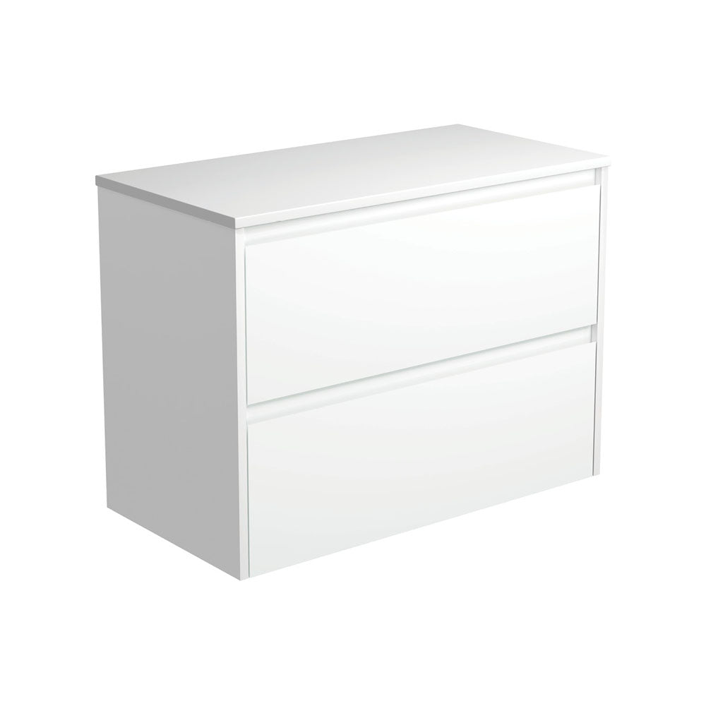 Amato Satin White 900 Wall-Hung Cabinet, Satin White Panels