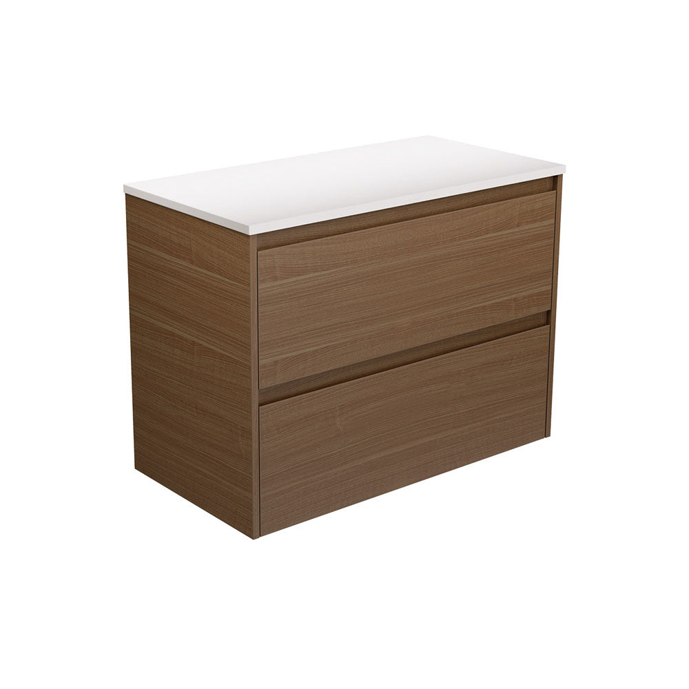 Amato Walnut 900  Wall Hung Cabinet, Walnut Panels