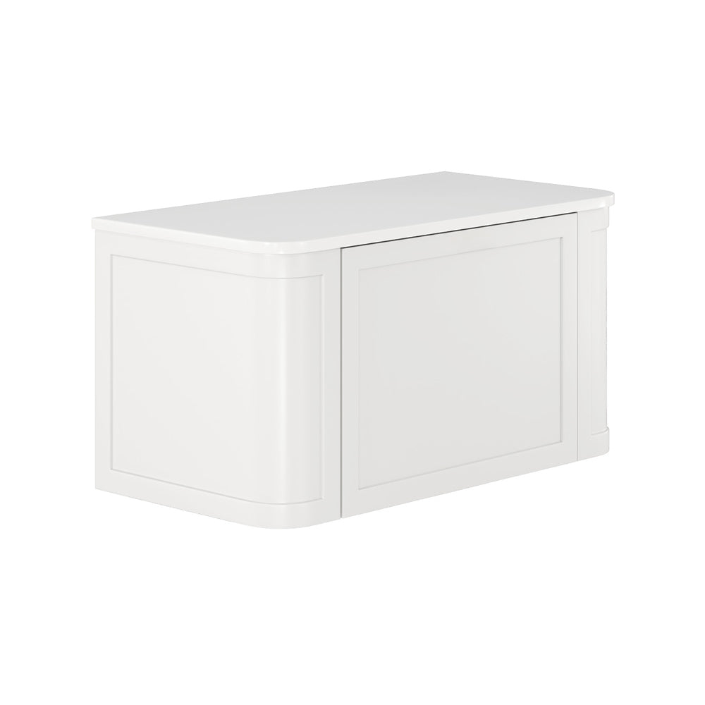Mila Curved Satin White 900 Wall Hung Cabinet