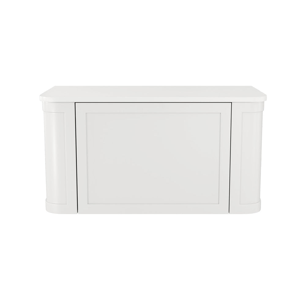 Mila Curved Satin White 900 Wall Hung Cabinet