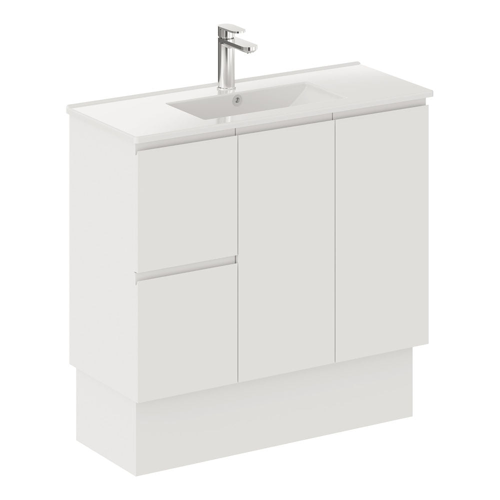Siska Slim 900 Vanity on Kickboard, Left Drawers