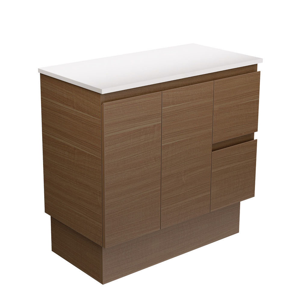 Edge Walnut 900 Cabinet on Kickboard, Right Hand Drawers
