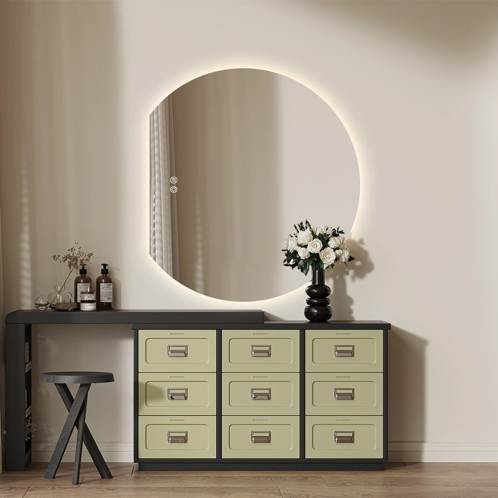 Modern Crescent Moon Wall LED Mirror 90cm x 100cm Backlit Frameless