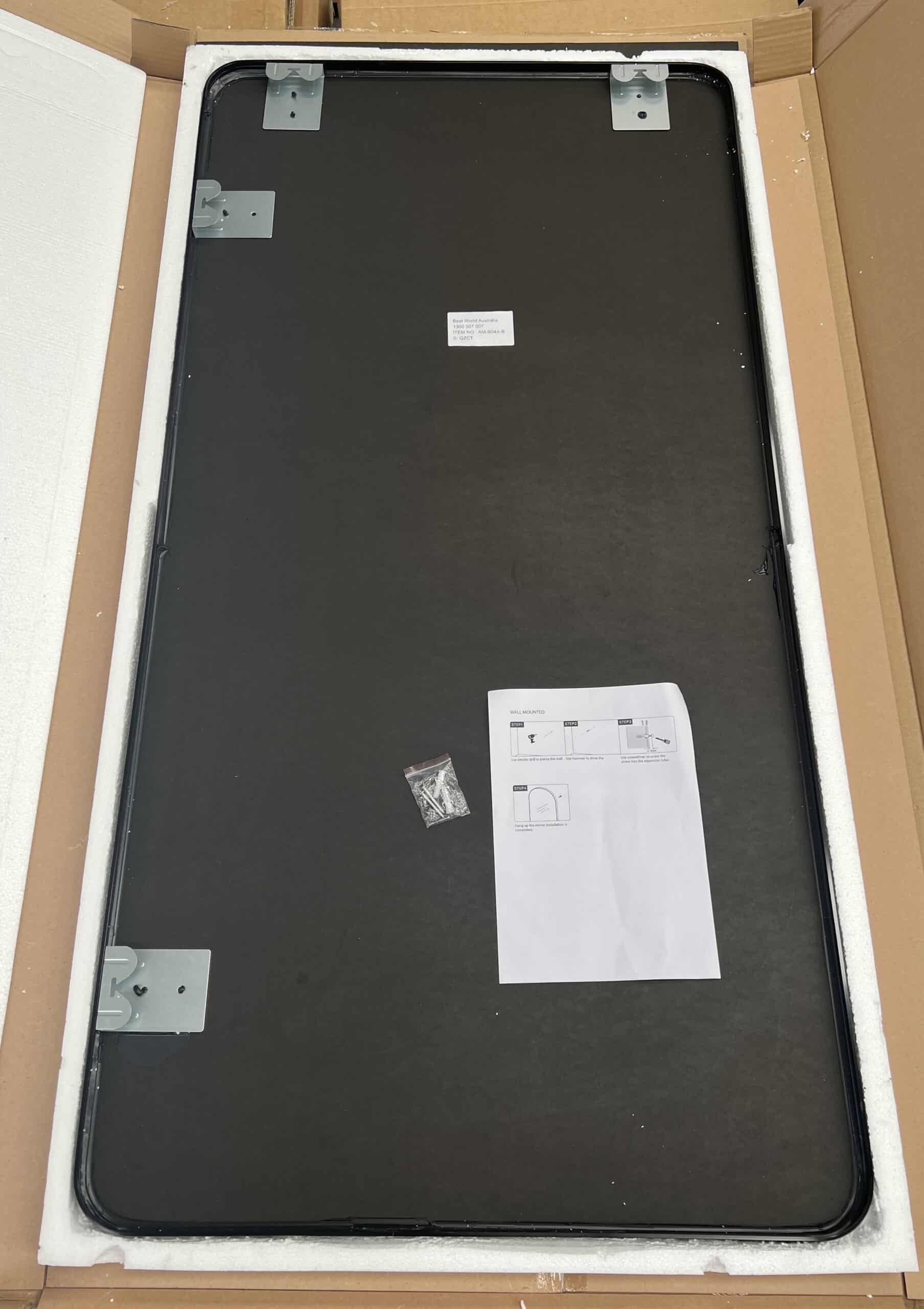 Long Rounded Modern Rectangular Wall Mirror 60cm x 90cm Black Aluminium Alloy Frame