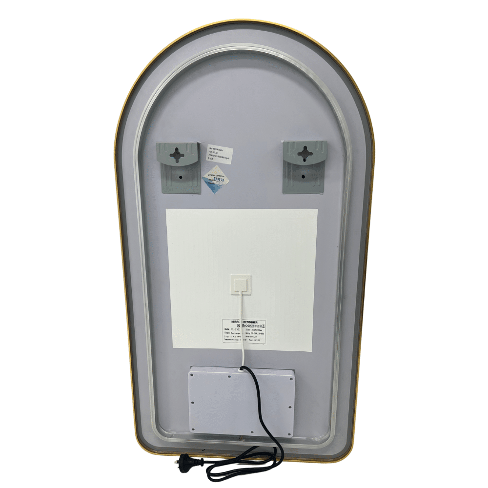 Arched LED Wall Mirror - Gold Bevel Frame Backlit Dimmable Defogger