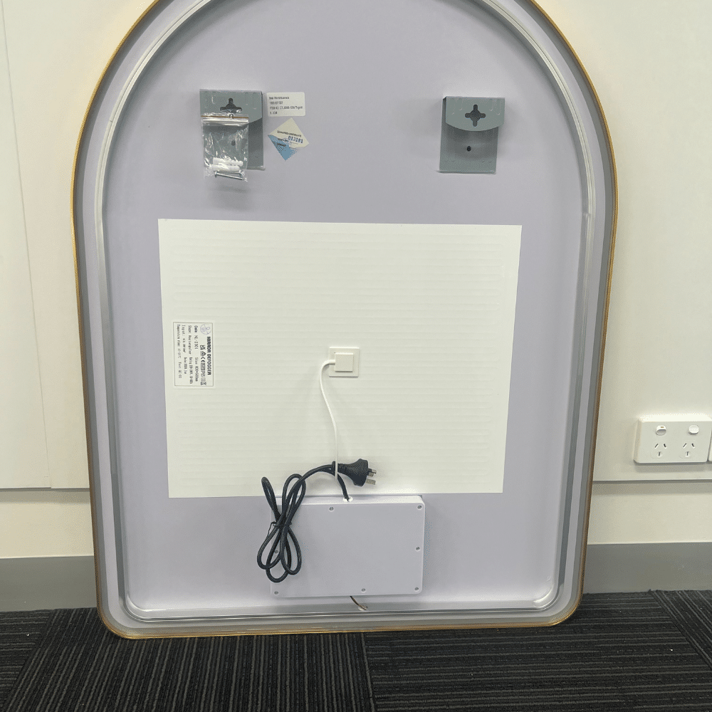 Arched LED Wall Mirror - Gold Bevel Frame Backlit Dimmable Defogger