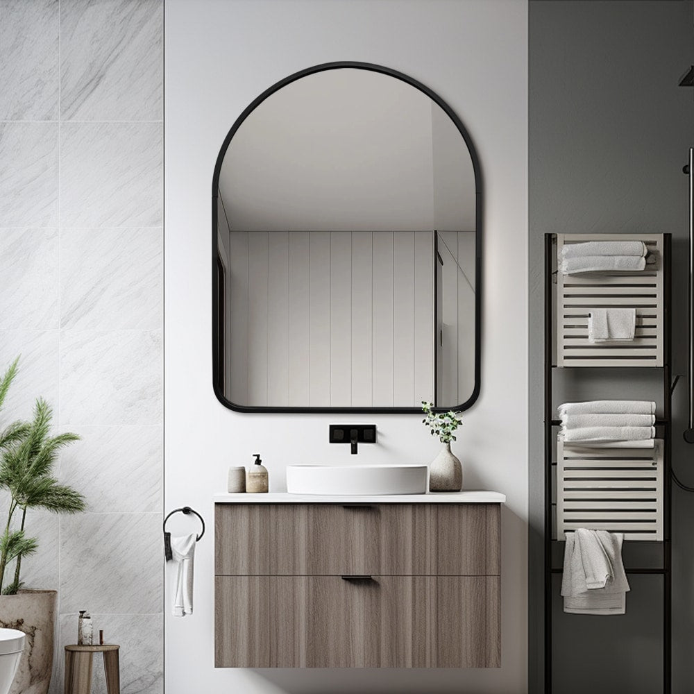 Arched Wall Mirror – 80x100cm Black or Gold Aluminium Frame