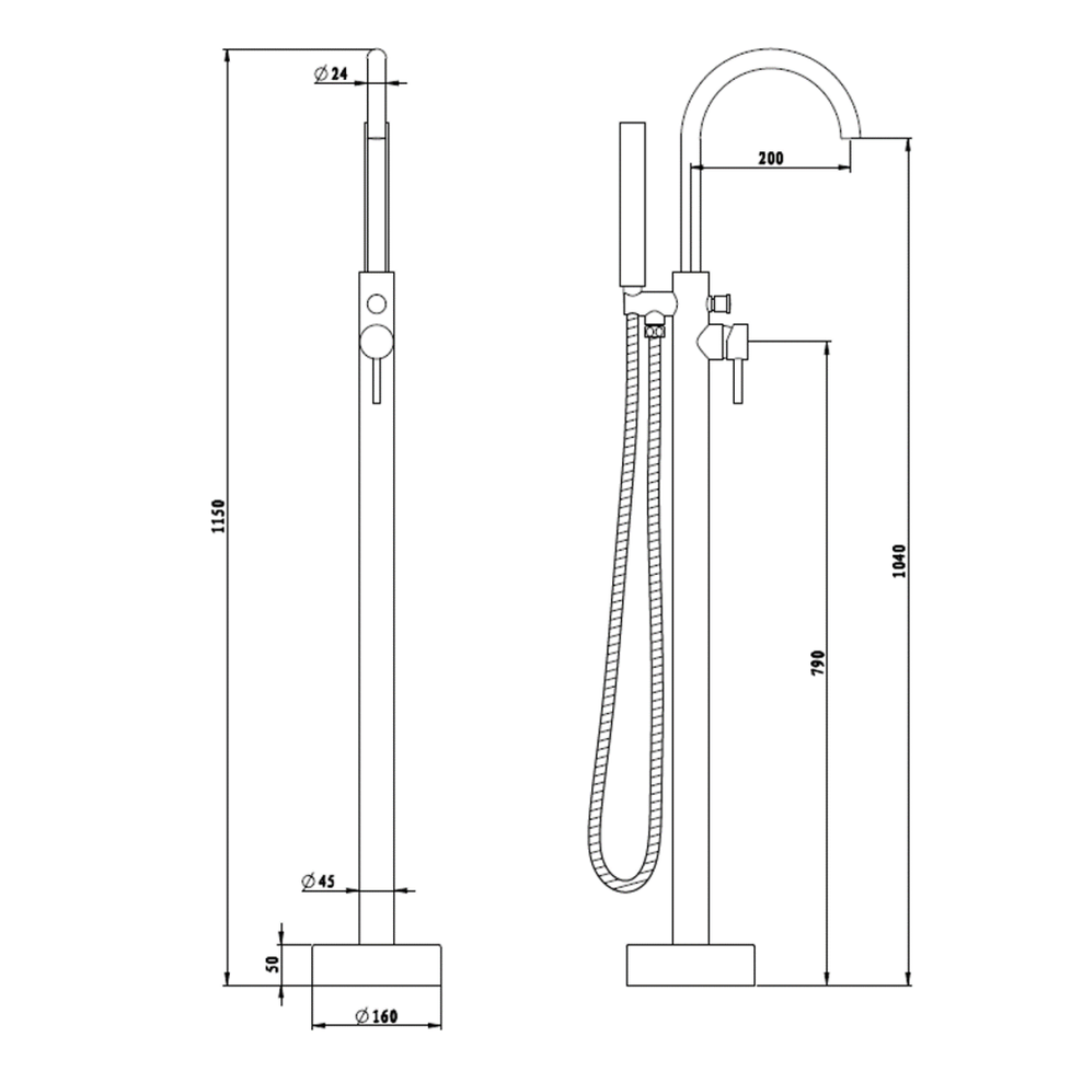 Mica Freestanding Bath Mixer with Hand Shower