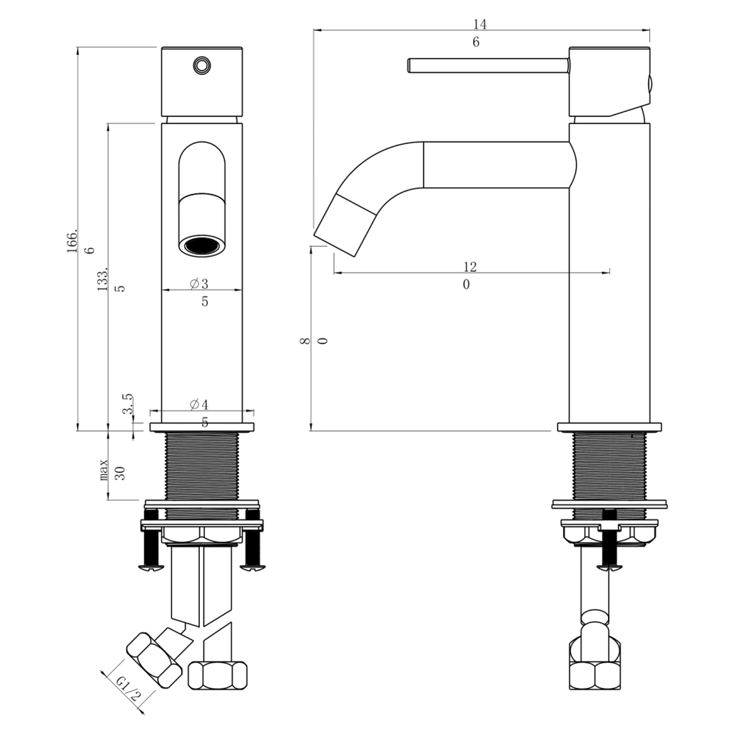 LVB Mica Basin Mixer - Curved Spout