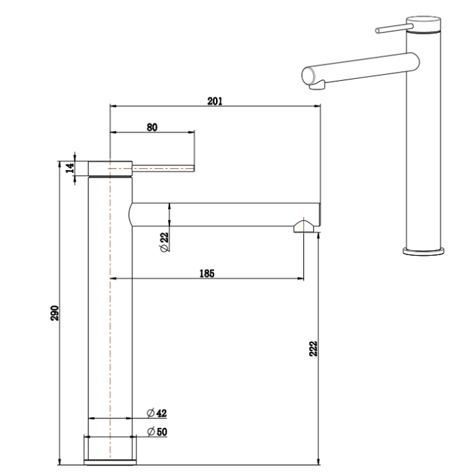 Mica Tall Basin Mixer Straight