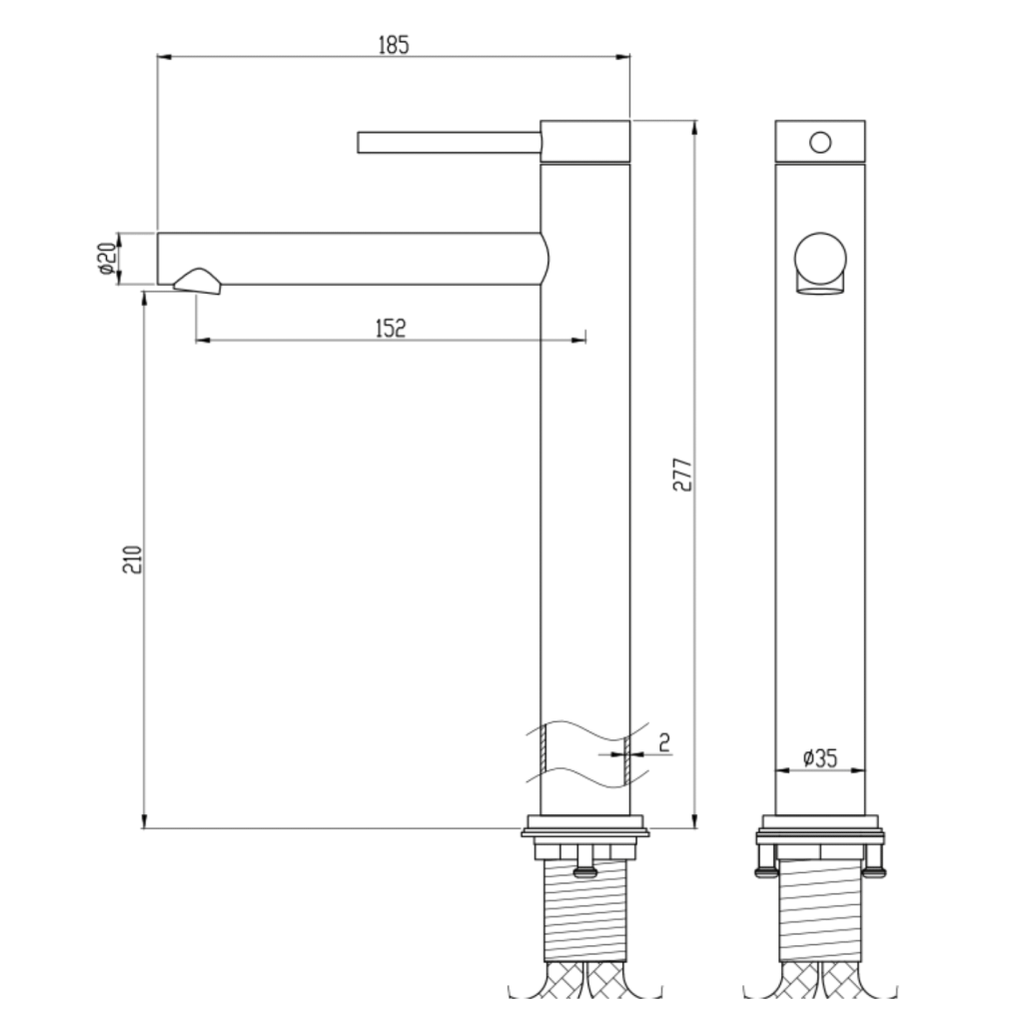 LVB Mica Tall Basin Mixer - Straight Spout