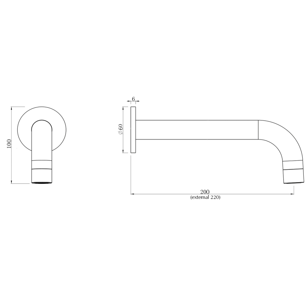 LVB Mica Bath/Basin Spout - 220mm - Curved Spout