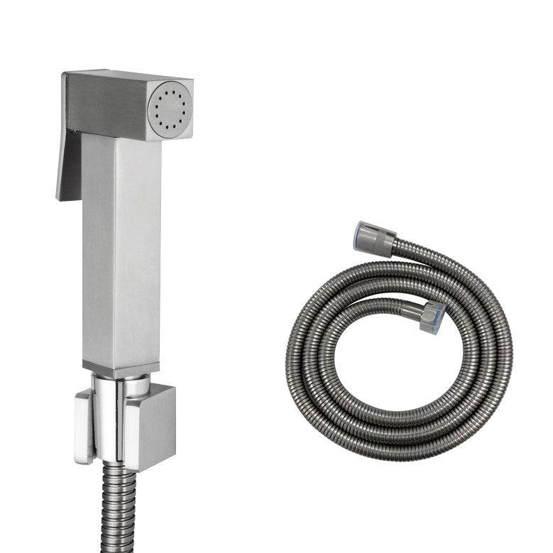 Square Brass Brushed Nickel Toilet Bidet Spray Kit