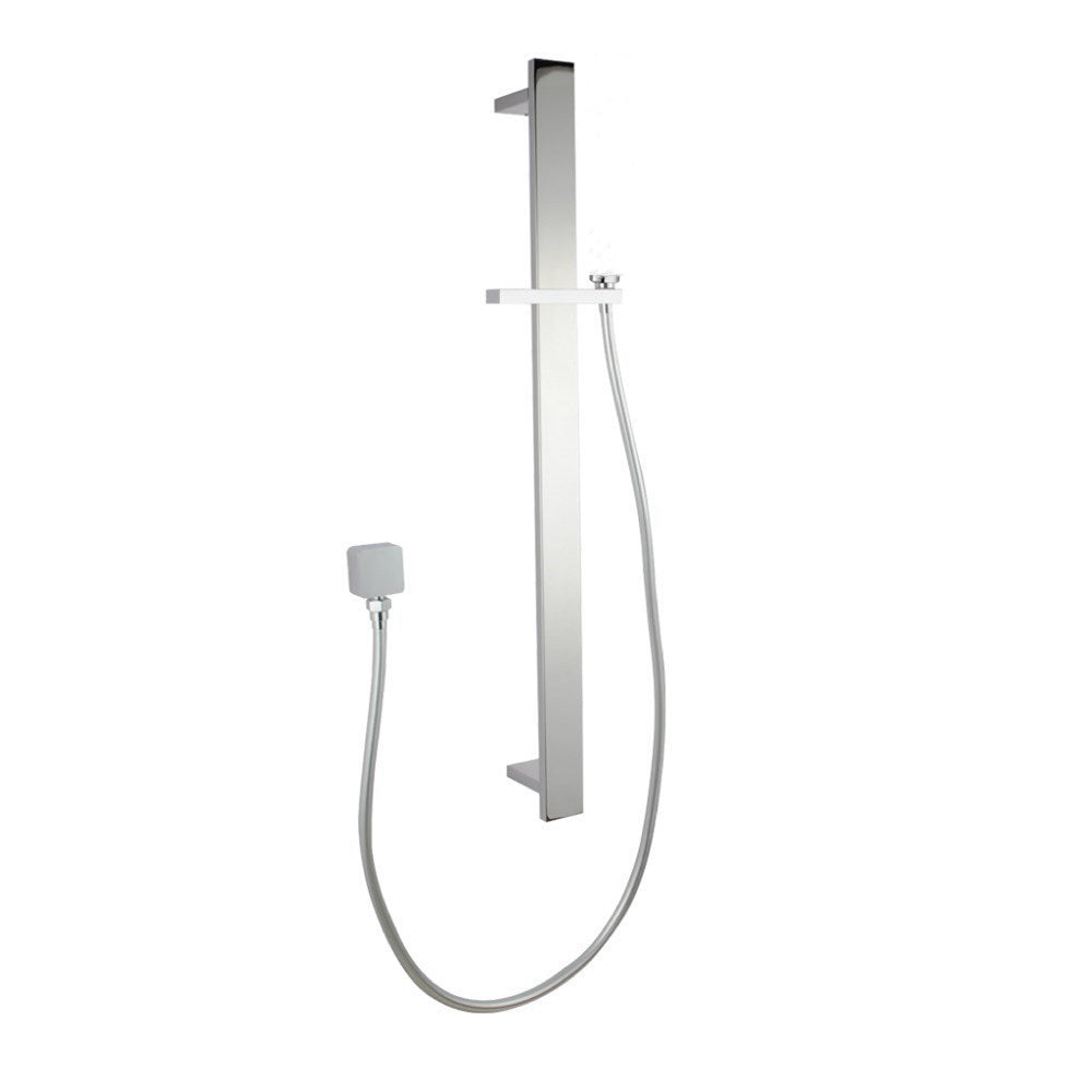 Square Brushed Nickel Sliding Shower Rail without Handheld Shower(PVC Hose)