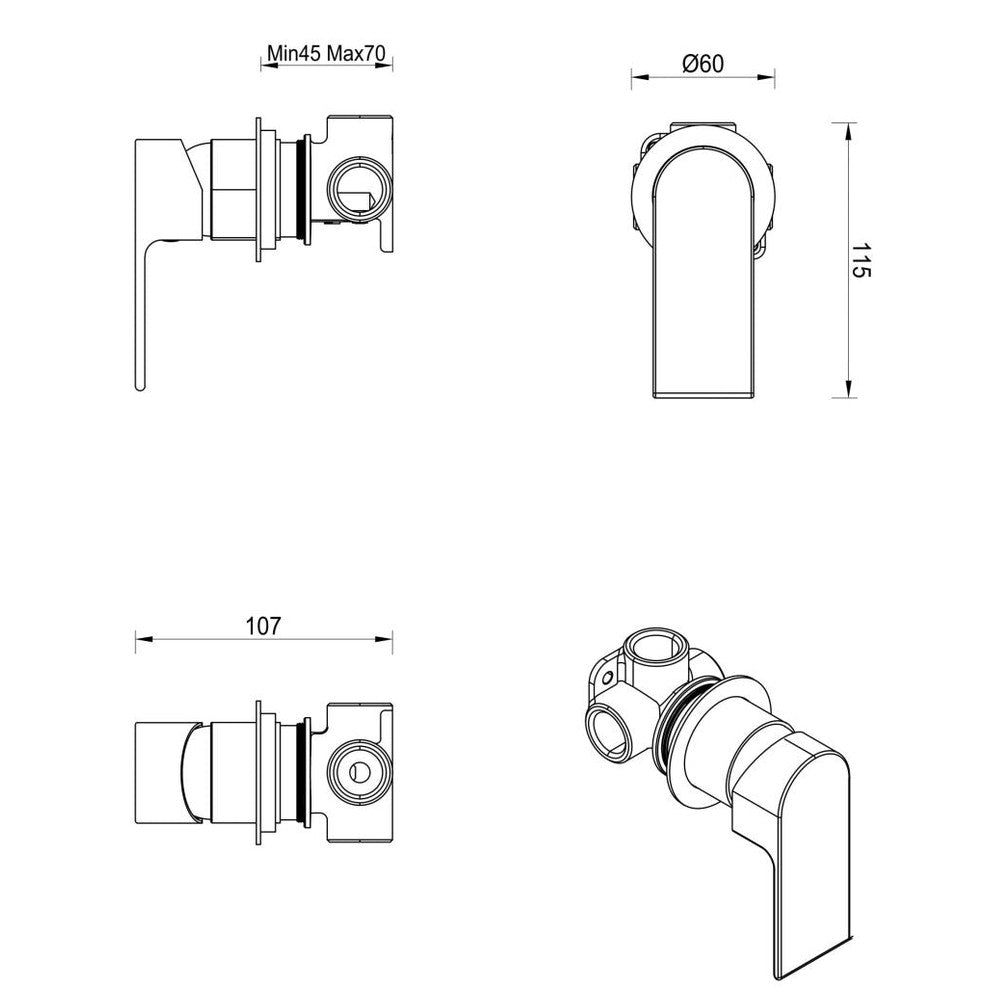 Eleniko Shower Mixer - TRIM KIT ONLY
