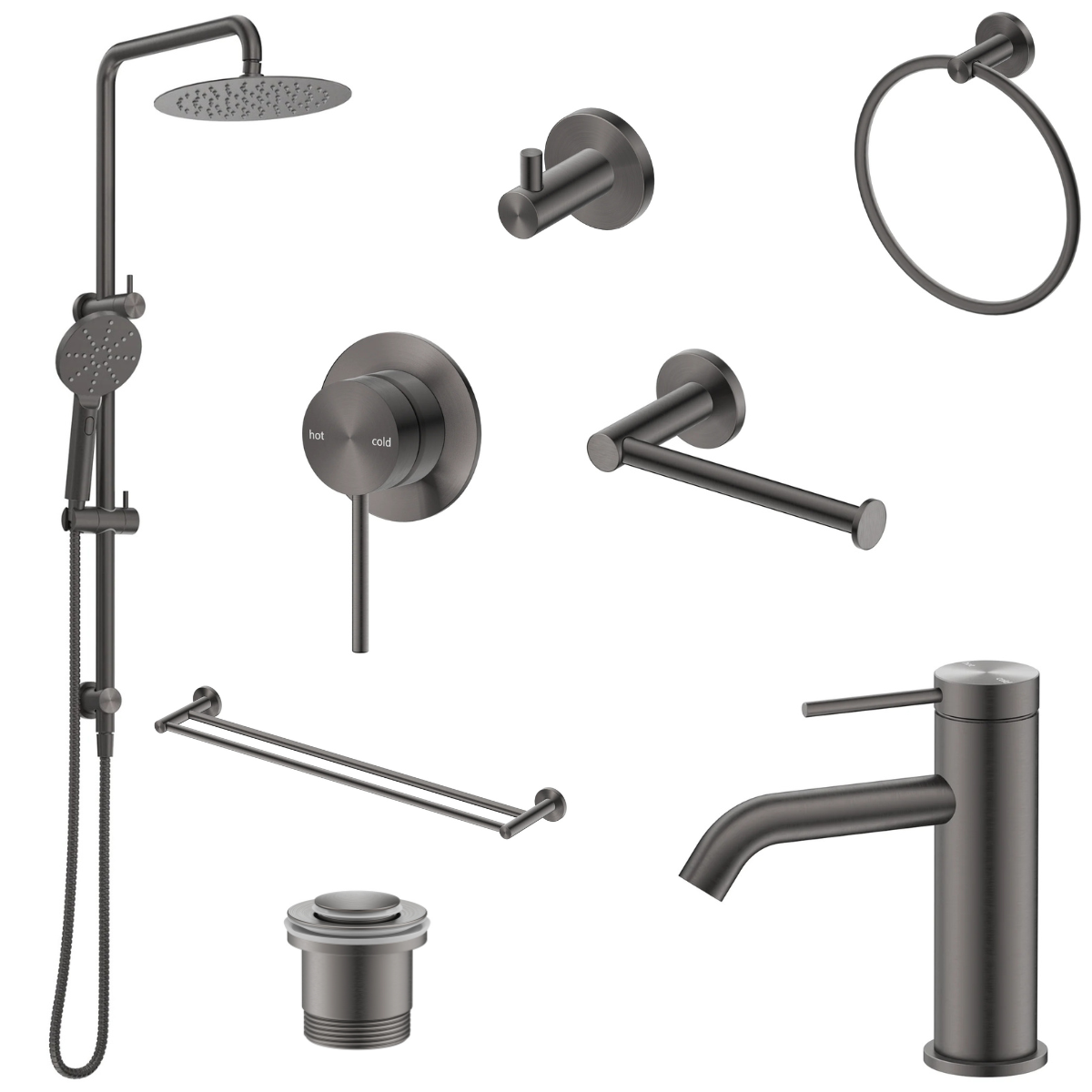 Bella Vista Mica 8-Piece Bathroom Package - Gun Metal