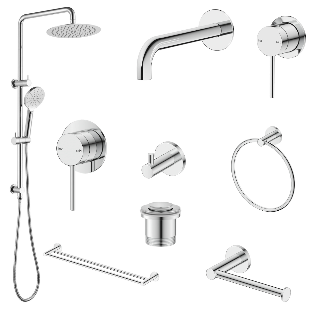 Bella Vista Mica 8-Piece Bathroom Package - Chrome