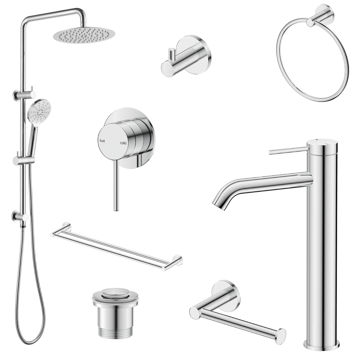 Bella Vista Mica 8-Piece Bathroom Package - Chrome
