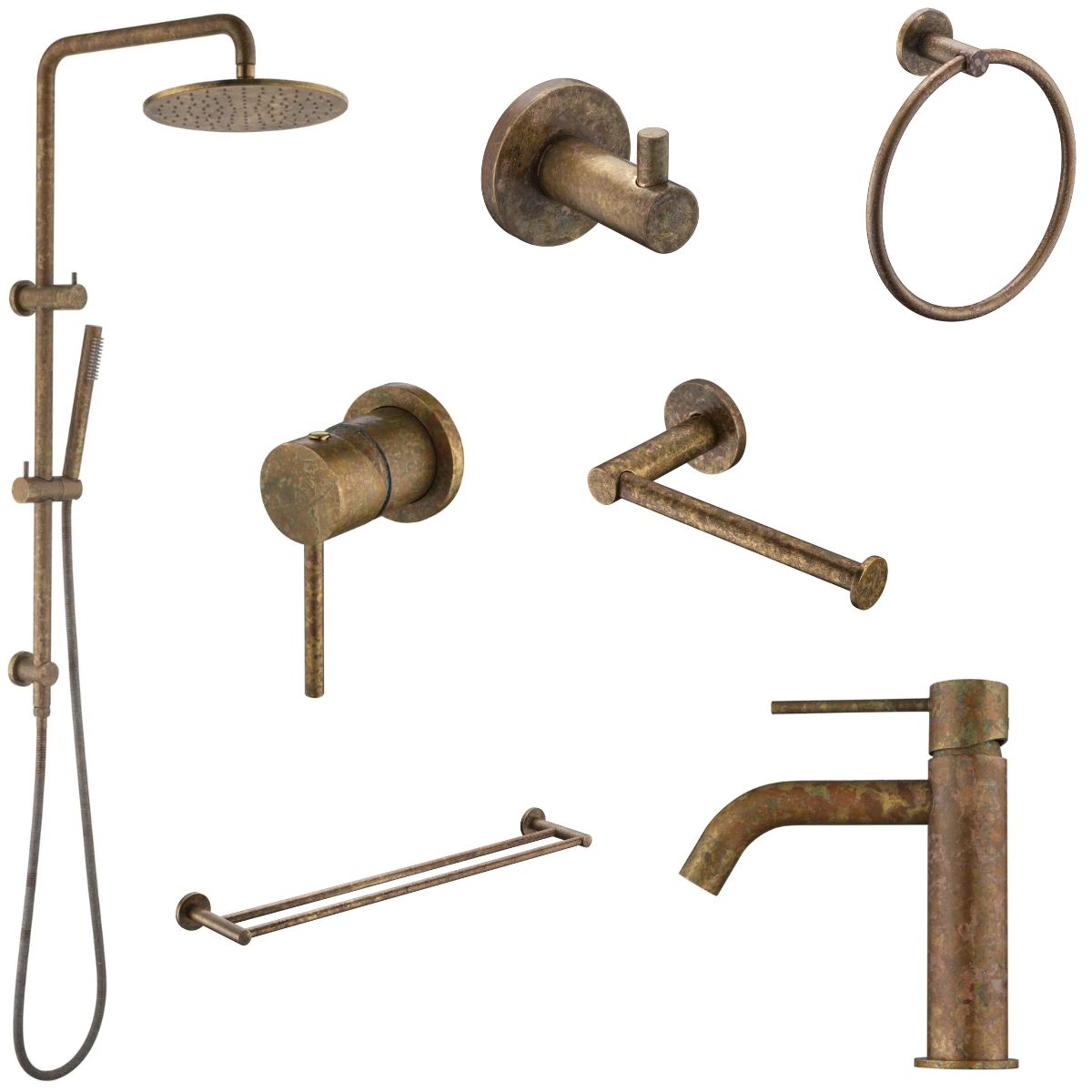Bella Vista Mica 7-Piece Bathroom Package - Living Brass