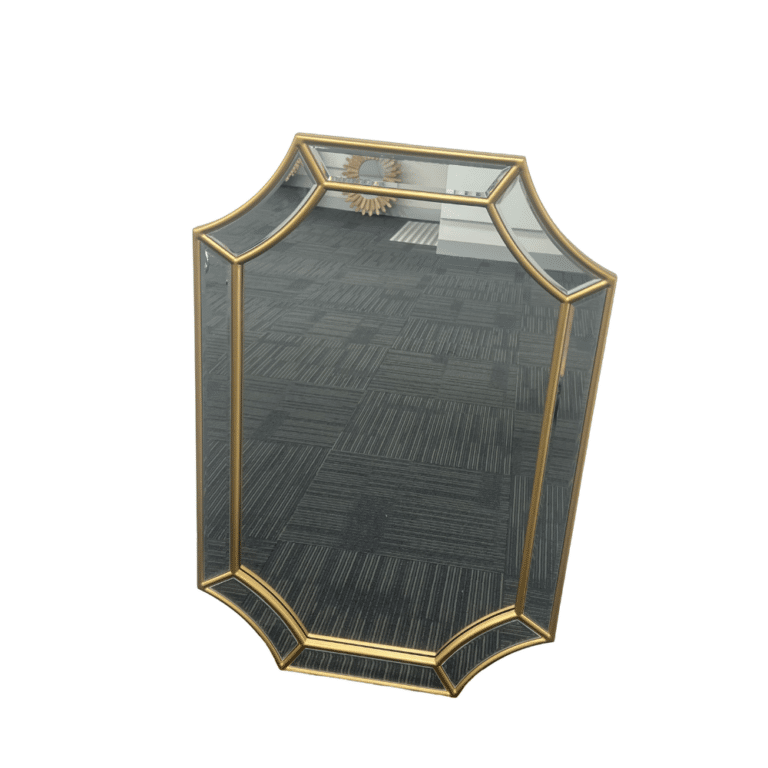Besty Irregular Wall Mirror – 60 x 90cm Gold Solid Wood Accent