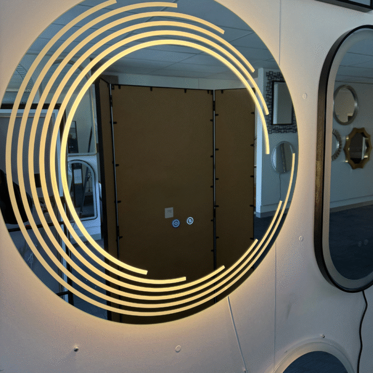 Besty Round LED Mirror – 80cm Frameless Concentric with Defogger