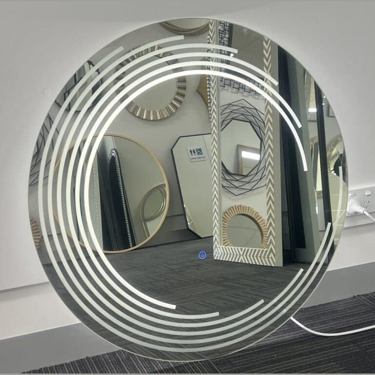 Besty Round LED Mirror – 80cm Frameless Concentric with Defogger