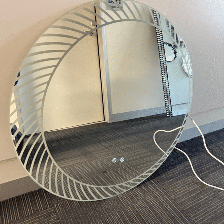 Besty Round LED Bathroom Mirror – 80cm White Circa with Defogger